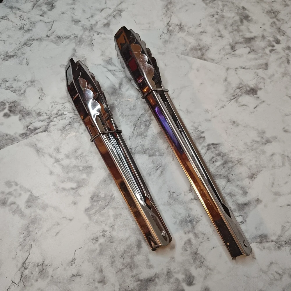 Set of 2 Stainless Steel Kitchen Tongs Grill Chefstyle
